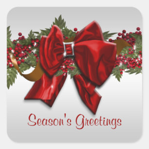 Elegant Christmas greeting PERSONALIZE Square Sticker