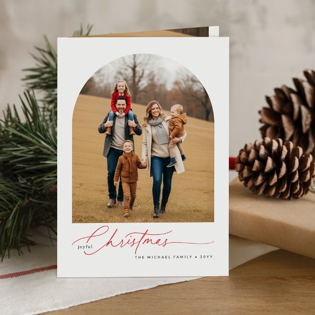 Elegant Christmas Greetings Family Photo Folded Card (Creator Uploaded)