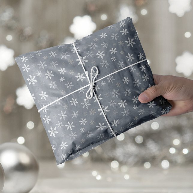 Elegant Christmas Grey and White Snowflakes  Tissue Paper (Elegant Christmas Grey and White Snowflakes Tissue Paper)