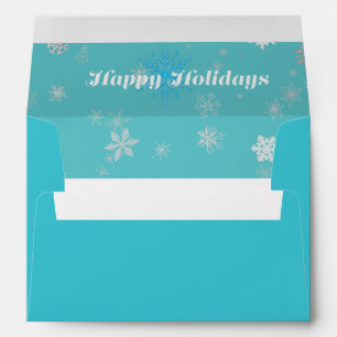 Elegant Christmas 'Happy Holidays' Turquoise Blue Envelope