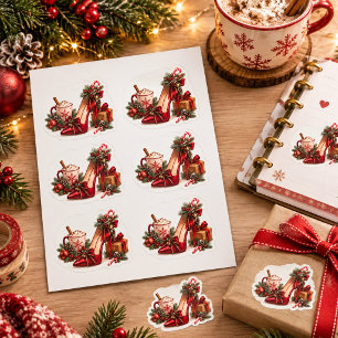 Elegant Christmas High Heel & Cocoa Sticker Sheet