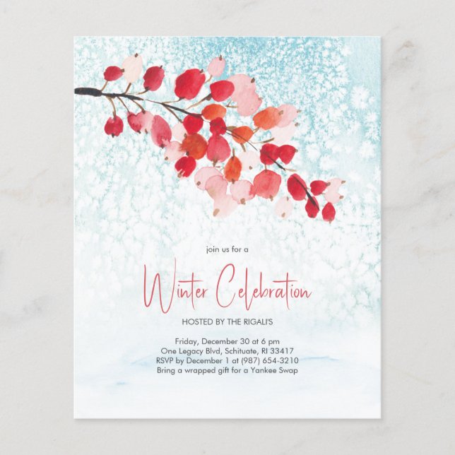 Elegant Christmas Holiday Budget Invitation (Front)