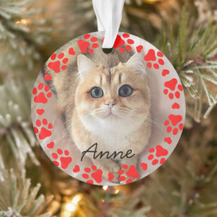elegant christmas holiday Custom cat Photo    Ornament