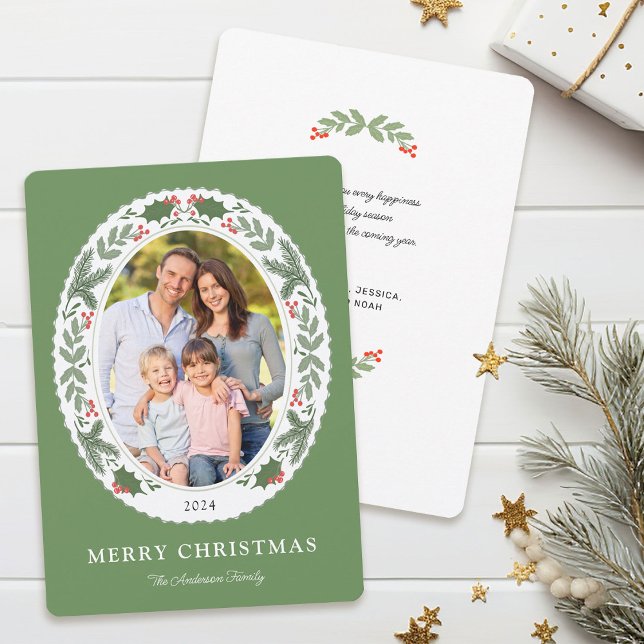 Elegant Christmas Holiday Greenery Message Photo (Creator Uploaded)