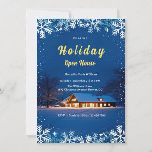 Elegant Christmas Holiday Open House Party  Invitation