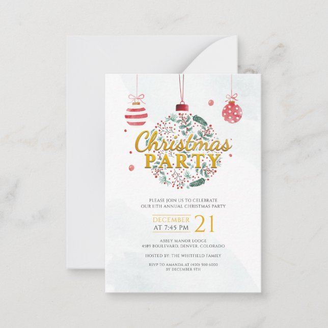 Elegant Christmas Holiday Party Invitation (Front)