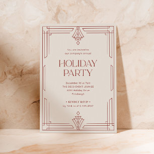 Elegant Christmas Holiday Party Ivory and Red Invitation