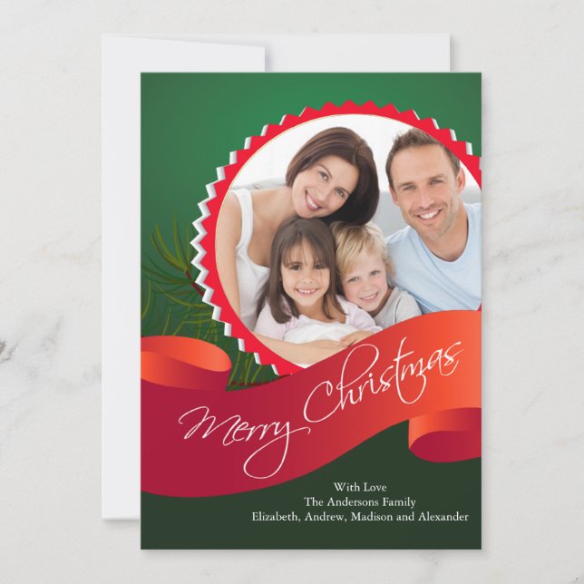 Elegant Christmas Holiday Photo Card (Front)