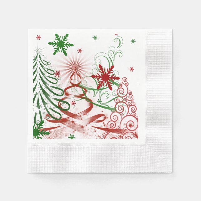 Elegant Christmas, Holiday, Red and Green Napkin (Front)