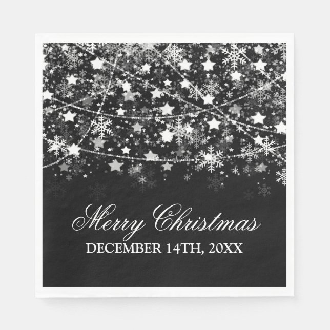 Elegant Christmas Holiday String Lights Silver Napkin (Front)