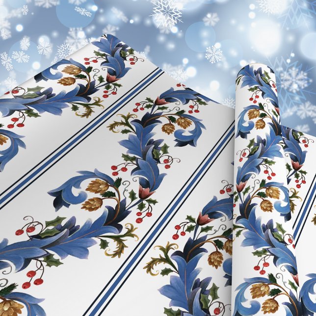 Elegant Christmas Holiday William Morris Inspired Wrapping Paper (Creator Uploaded)