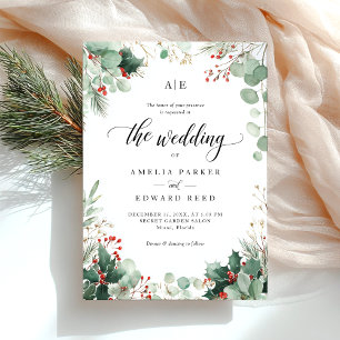 Elegant Christmas Holiday Winter Wedding Invitation