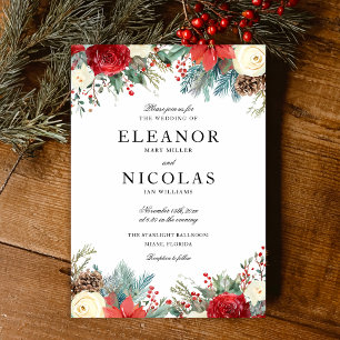 Elegant Christmas Holiday Winter Wedding Invitation
