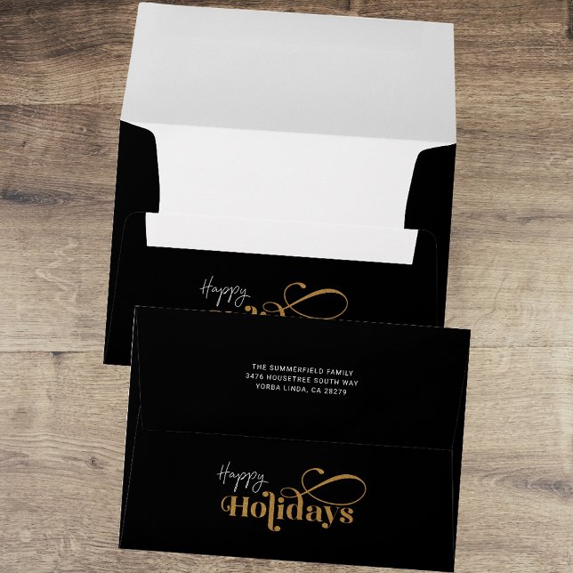 Elegant Christmas Holidays Festive Return Address Envelope (Christmas Holidays Rustic Black Return Addressed Envelope)