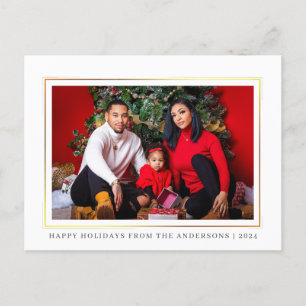 Elegant Christmas holidays Minimalist Family Photo Holiday Postcard