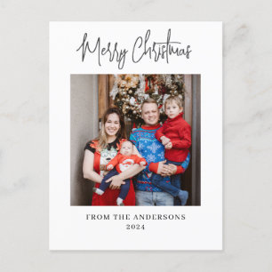 Elegant Christmas holidays Stylish Family 1 Photo Holiday Postcard