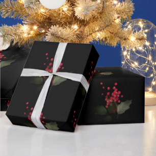 Elegant Christmas Holly Berry Holiday  Wrapping Paper