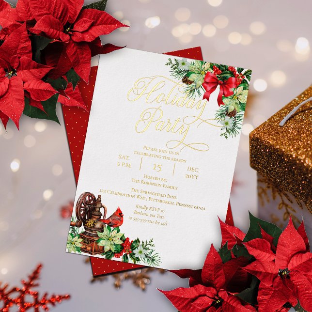 Elegant Christmas Holly Floral Holiday Party  (Creator Uploaded)