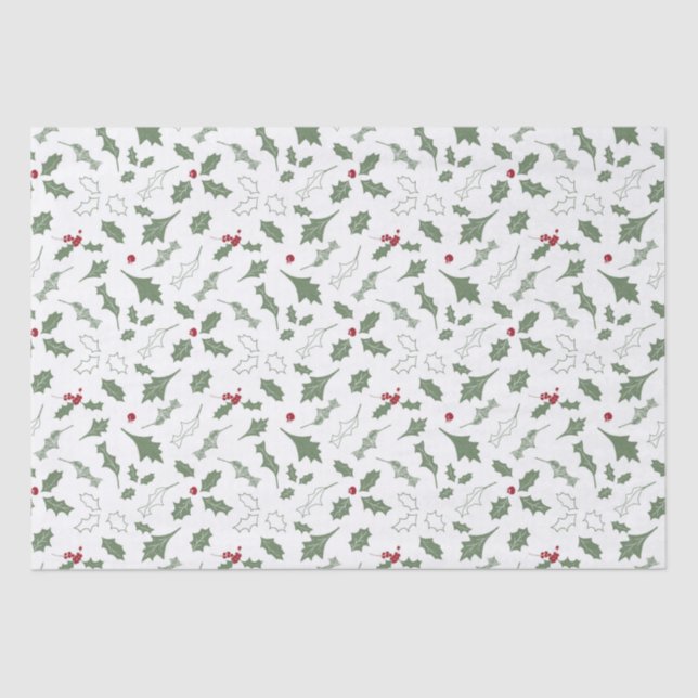 ELEGANT CHRISTMAS HOLLY  TISSUE PAPER (Front)