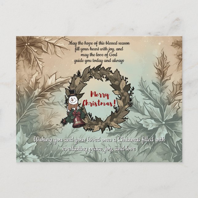 Elegant Christmas Hope, Joy, and Love Bible Verse Holiday Postcard (Front)