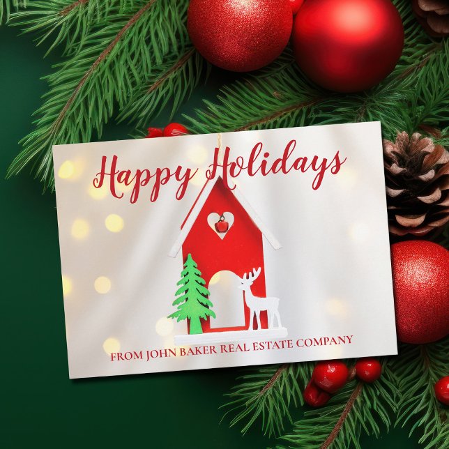 Elegant Christmas House Custom Real Estate Company Holiday Card (Creator Uploaded)