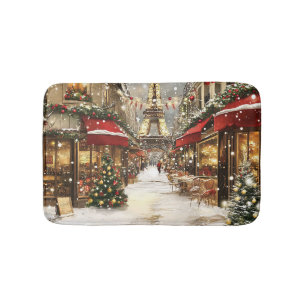 Elegant Christmas in Paris Holiday Bath Mat