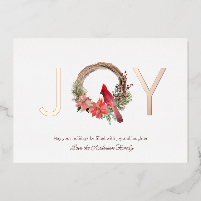Elegant Christmas Joy Cardinal Floral (Front)