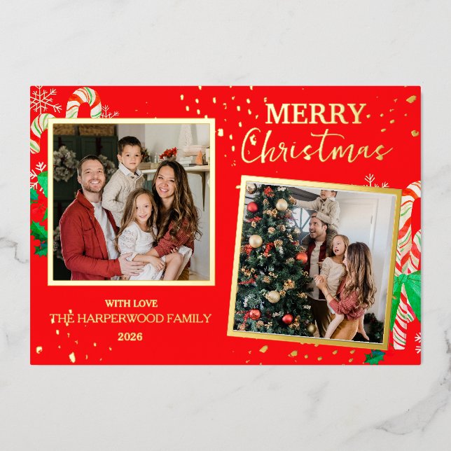 Elegant Christmas Joy Gold Sparkle Multi Photo (Front)