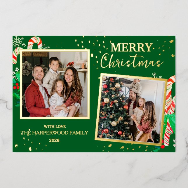 Elegant Christmas Joy Gold Sparkle Multi Photo (Front)