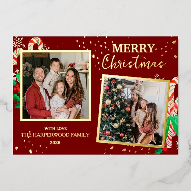 Elegant Christmas Joy Gold Sparkle Multi Photo (Front)