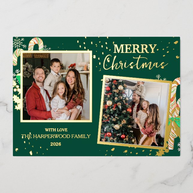Elegant Christmas Joy Gold Sparkle Multi Photo (Front)