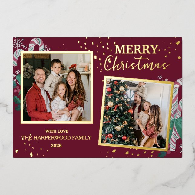 Elegant Christmas Joy Gold Sparkle Multi Photo (Front)