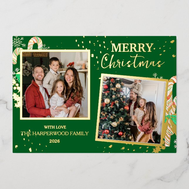 Elegant Christmas Joy Gold Sparkle Multi Photo (Front)