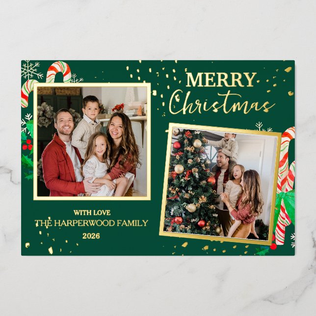 Elegant Christmas Joy Gold Sparkle Multi Photo (Front)