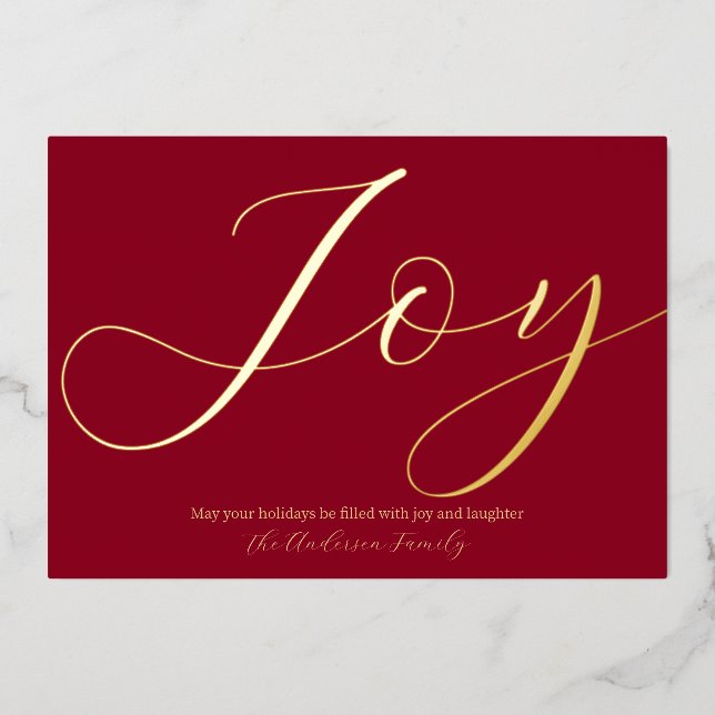 Elegant Christmas Joy Red Gold Holiday (Front)