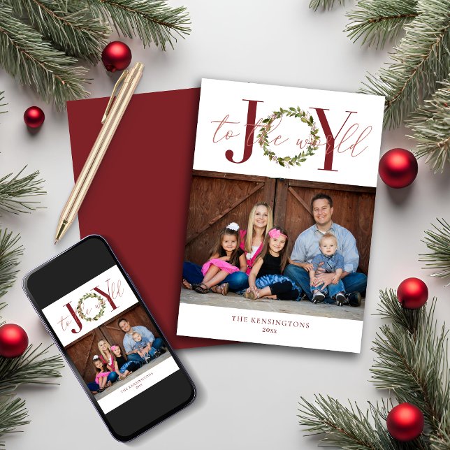 Elegant Christmas Joy to the World Holiday Photo Card (Elegant Christmas Joy to the World Holiday Photo Card)