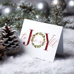 Elegant Christmas Joy to the World Wreath Holiday Card<br><div class="desc">Elegant Christmas Joy to the World Wreath Holiday Card with Christian sentiments inside. Easy to customise with your own text,  fonts,  and colours.</div>