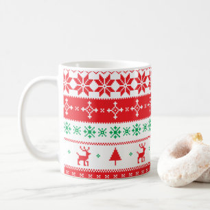 Elegant Christmas Knitted Pattern   Classic Mug