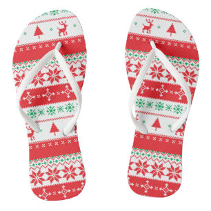 Elegant Christmas Knitted Pattern   Flip Flops
