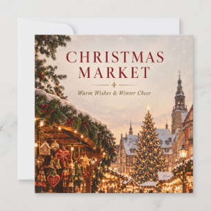 Elegant Christmas Market Greeting , Winter Holiday Invitation