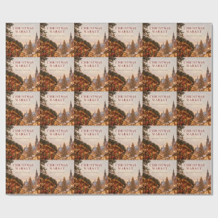 Elegant Christmas Market Greeting , Winter Holiday Wrapping Paper