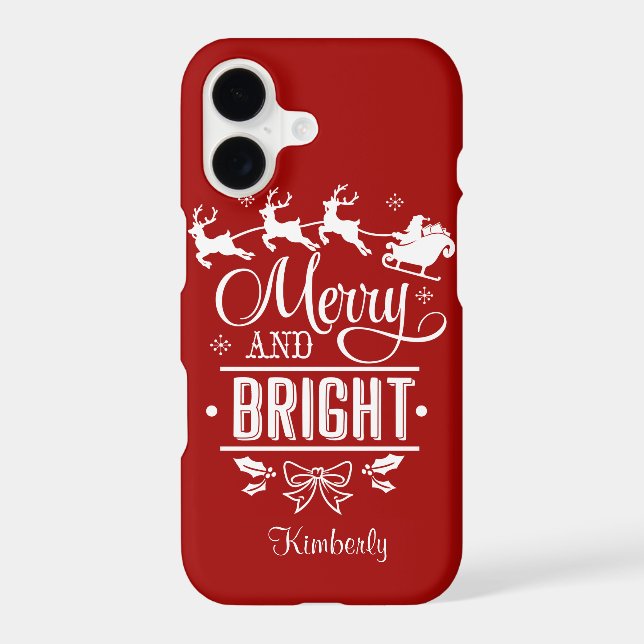 Elegant Christmas MERRY and BRIGHT Script Monogram (Back)