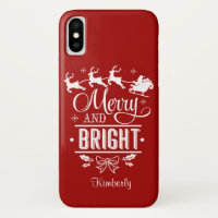 Elegant Christmas MERRY and BRIGHT Script Monogram
