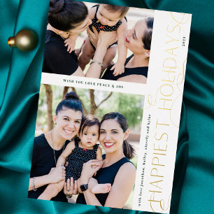 ELEGANT CHRISTMAS Modern 2 photo FRAME HAPPY GOLD