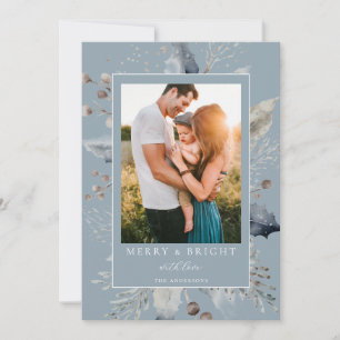 Elegant Christmas Modern Botanical Photo Holiday Card