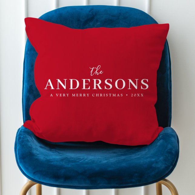 Elegant Christmas | Modern Stylish Red Large Name Cushion (Creator Uploaded)