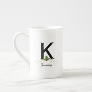 Elegant Christmas Monogram Bone China Mug