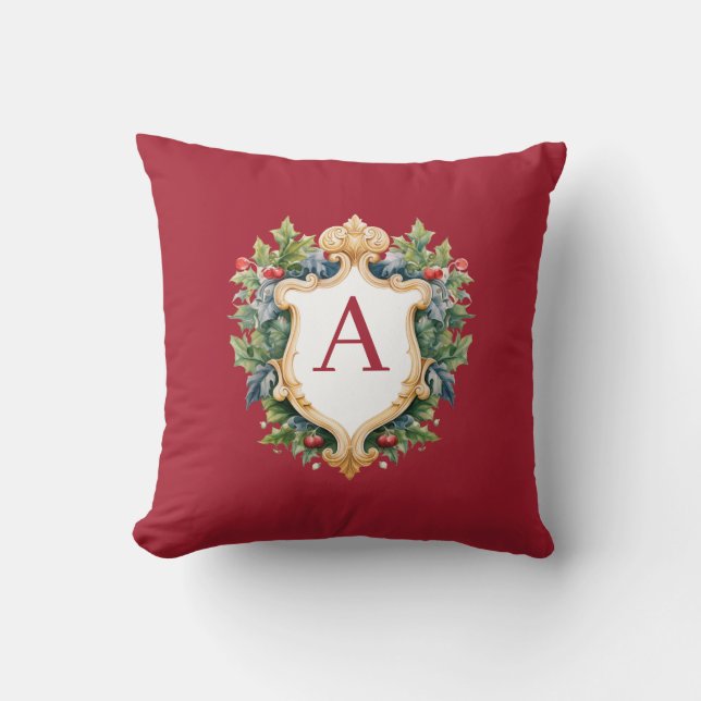 Elegant Christmas Monogram Letter  Cushion (Front)