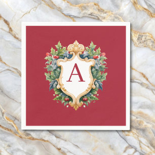 Elegant Christmas Monogram Letter Napkin