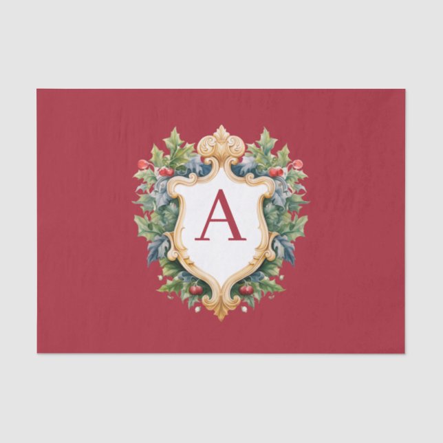 Elegant Christmas Monogram Letter  Tissue Paper (Front)
